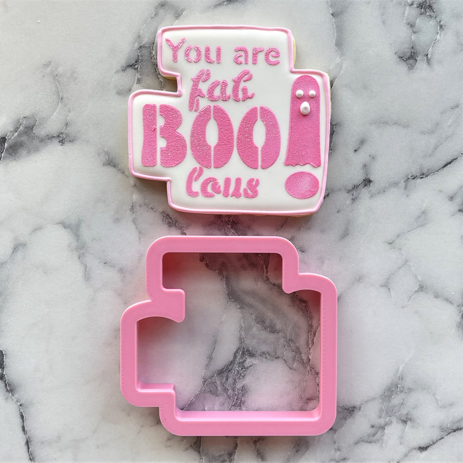Fab-BOO-lous Plaque Cookie Cutter with Stencil