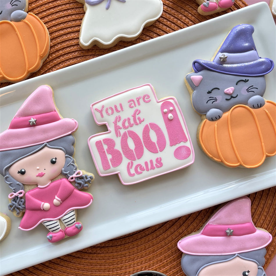 Fab-BOO-lous Plaque Cookie Cutter with Stencil