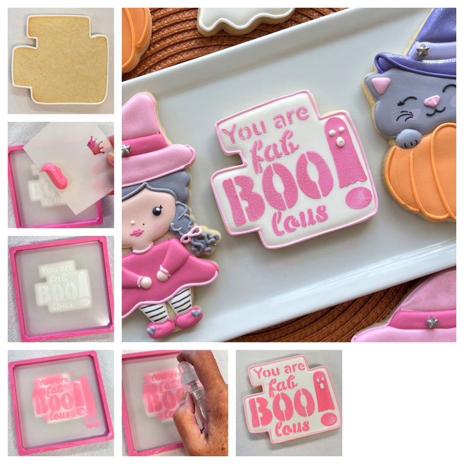 Fab-BOO-lous Plaque Cookie Cutter with Stencil