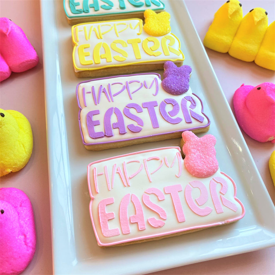 Happy Easter Plaque Cookie Cutter with Stencil
