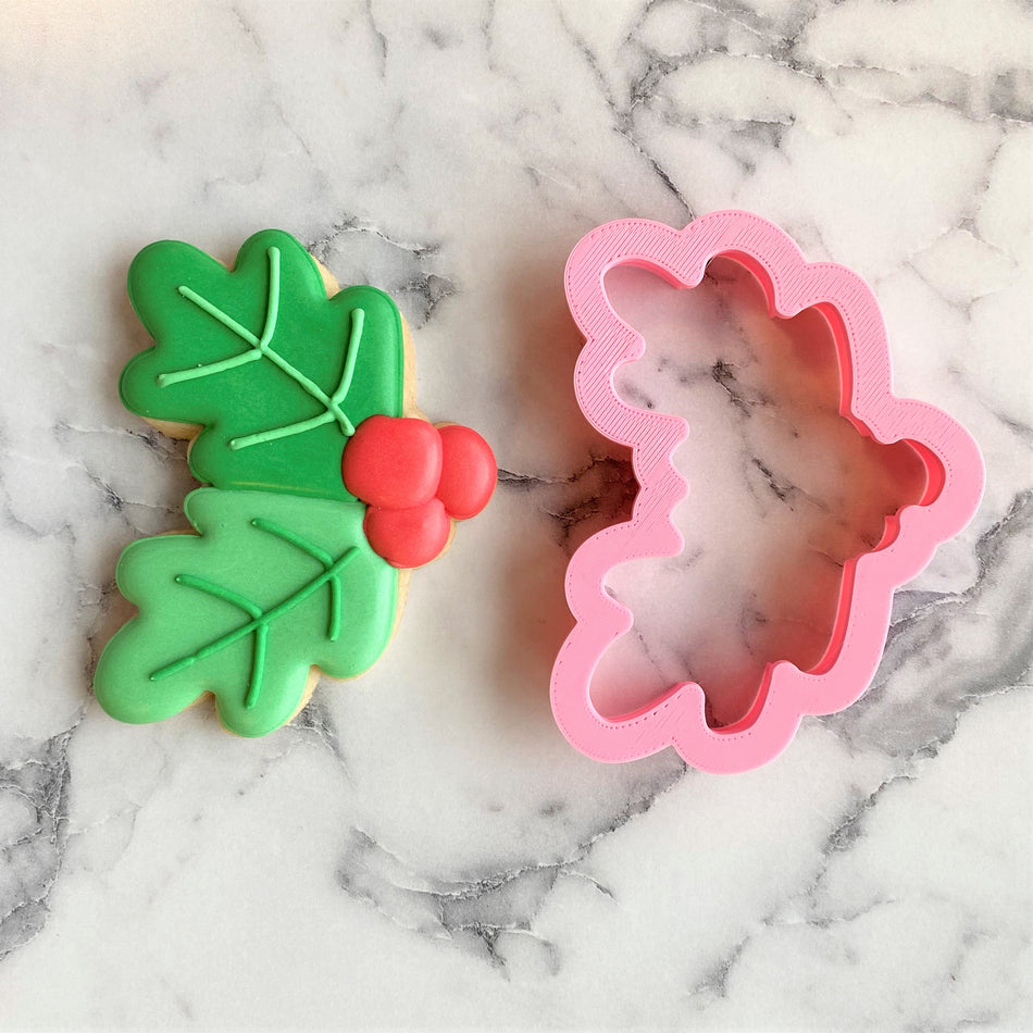 Holly Leaves with Berries Cookie Cutter