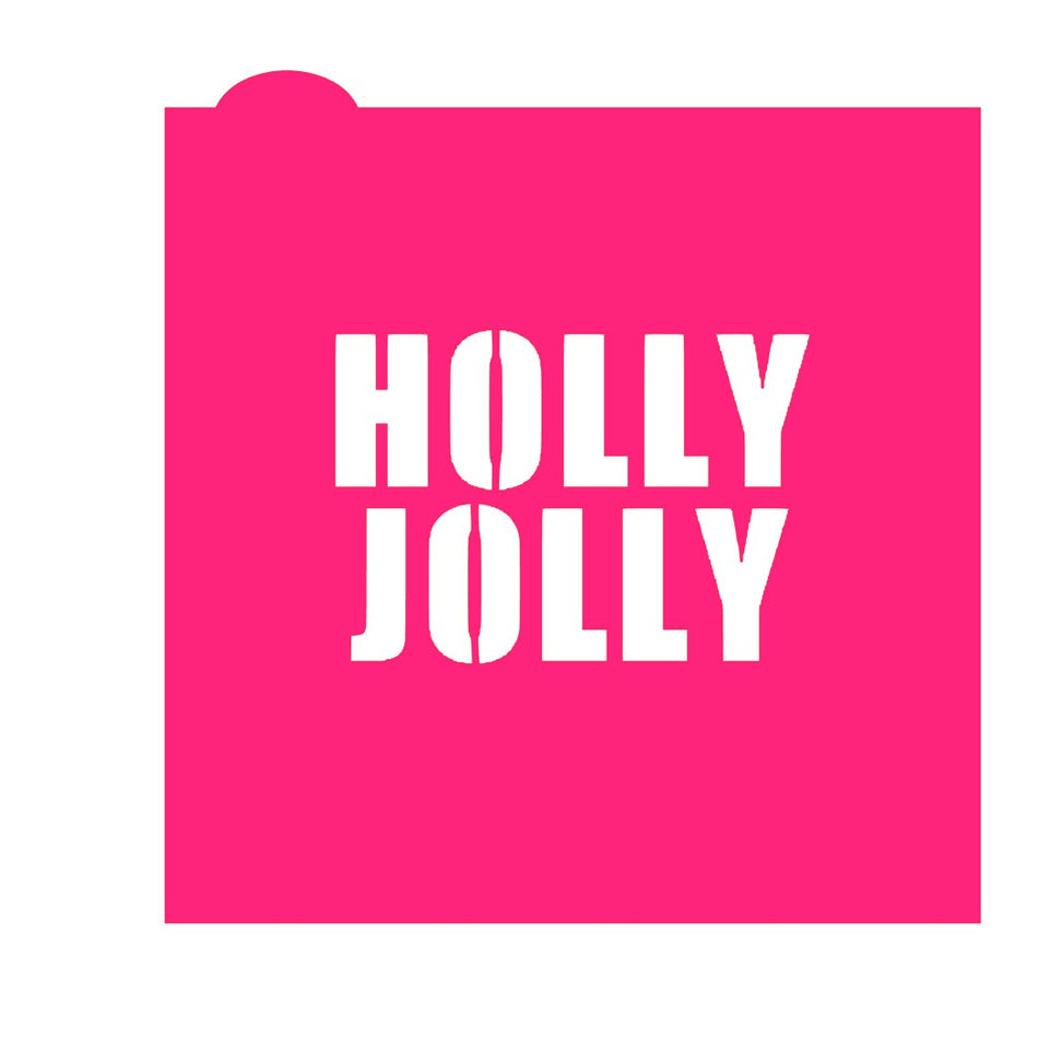 Holly Jolly Plaque Cookie Cutter with Stencil SET