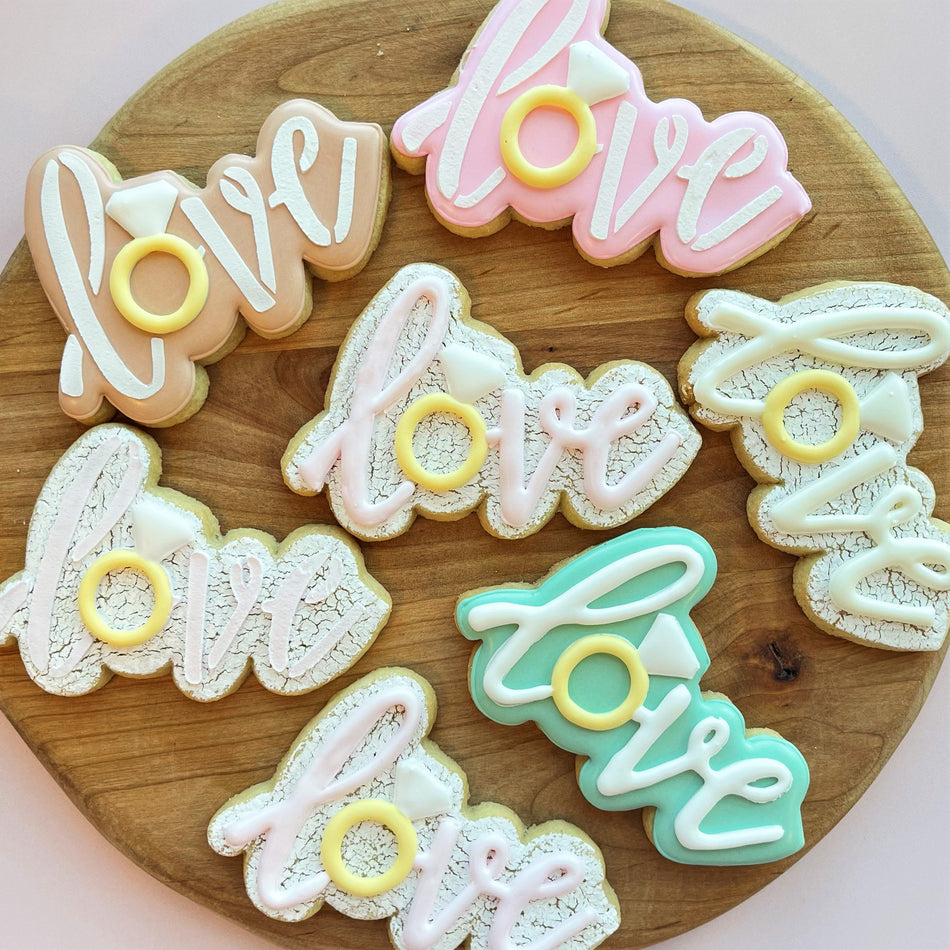 Love with Diamond Ring Cookie Cutter and Stencil Set