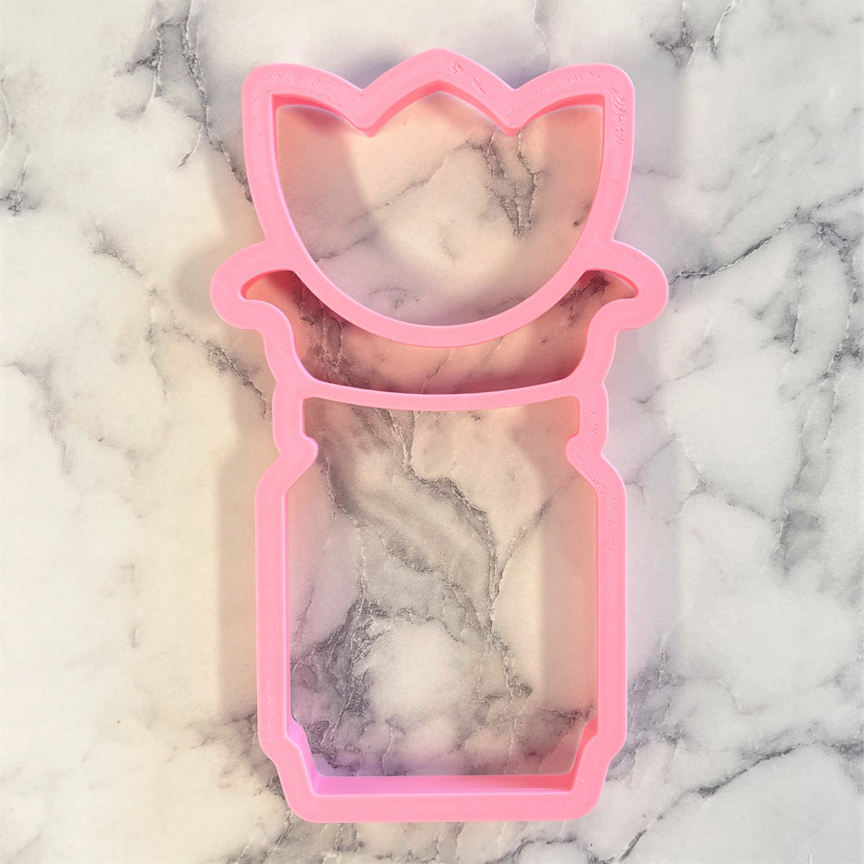 Mason Jar with Flower 3-in-1 Multi-Cookie Cutter