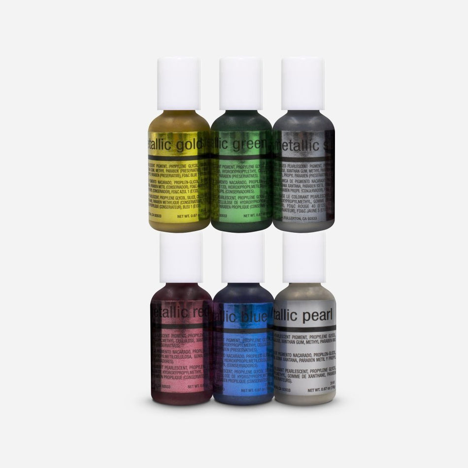 6 Metallic Color .64 oz Kit Chefmaster AIRBRUSH