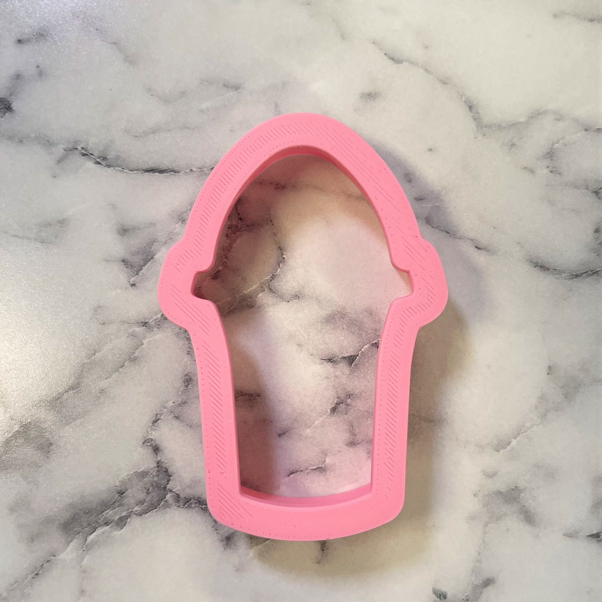 Pink plastic mini tall basket ice cream cone cookie cutter for baking and shaping cookies