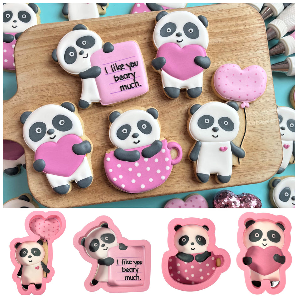 Panda Valentine's Day Cookie Cutter BUNDLE (Regular Size)