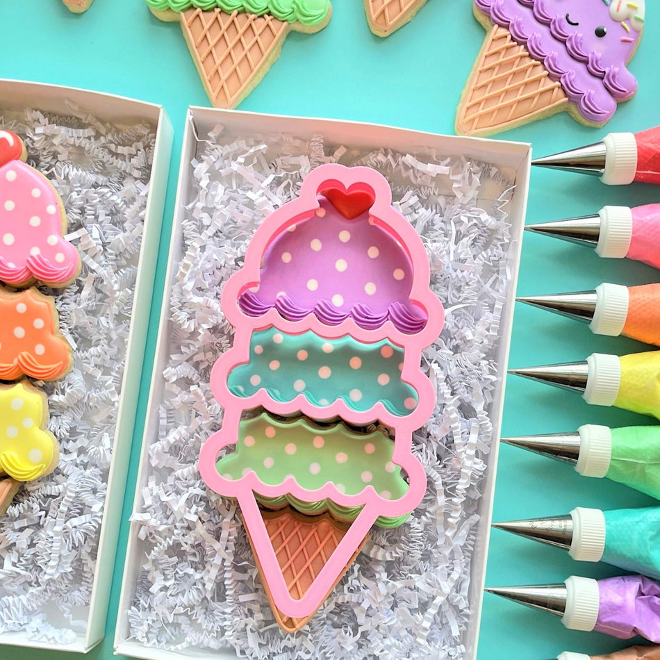 Ice Cream Cone Stack 4-in-1 Multi-Cookie Cutter
