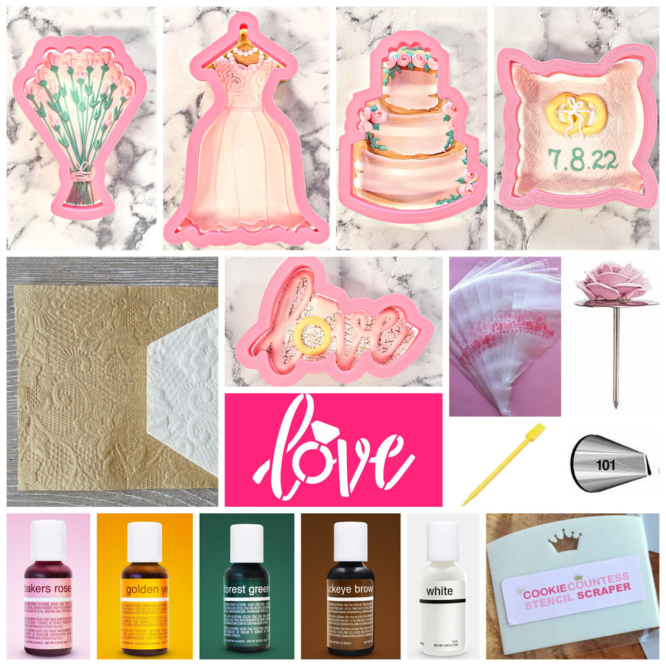Rustic Wedding Cookie Cutter Decorating Kit
