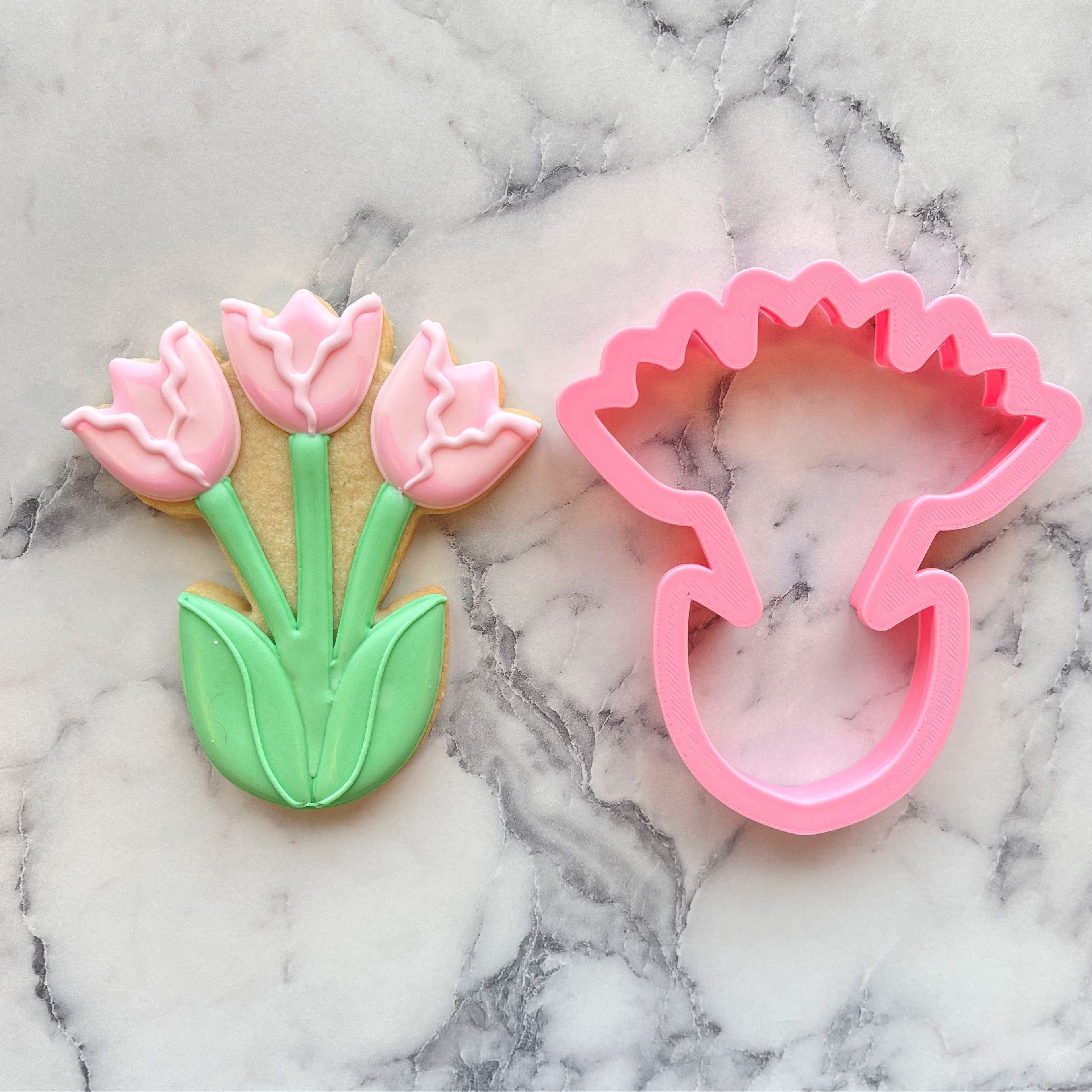 The Floured Canvas Rose Bouquet Set of 2 Cookie Cutters and Fondant Cutters  and Clay Cutters 