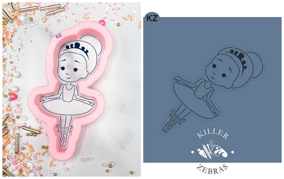 Ballerina KZ Cookie Cutter and Stencil SET