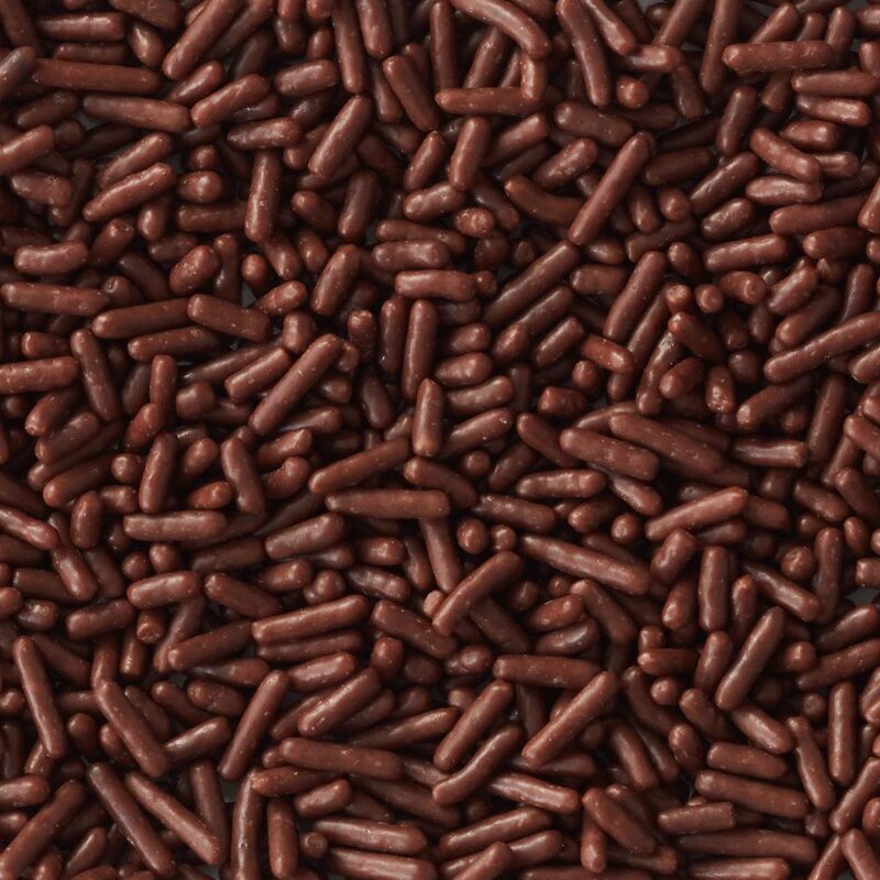 Chocolate jimmie sprinkle chocolate-colored cylindrical glossy sprinkles perfect for dessert decoration