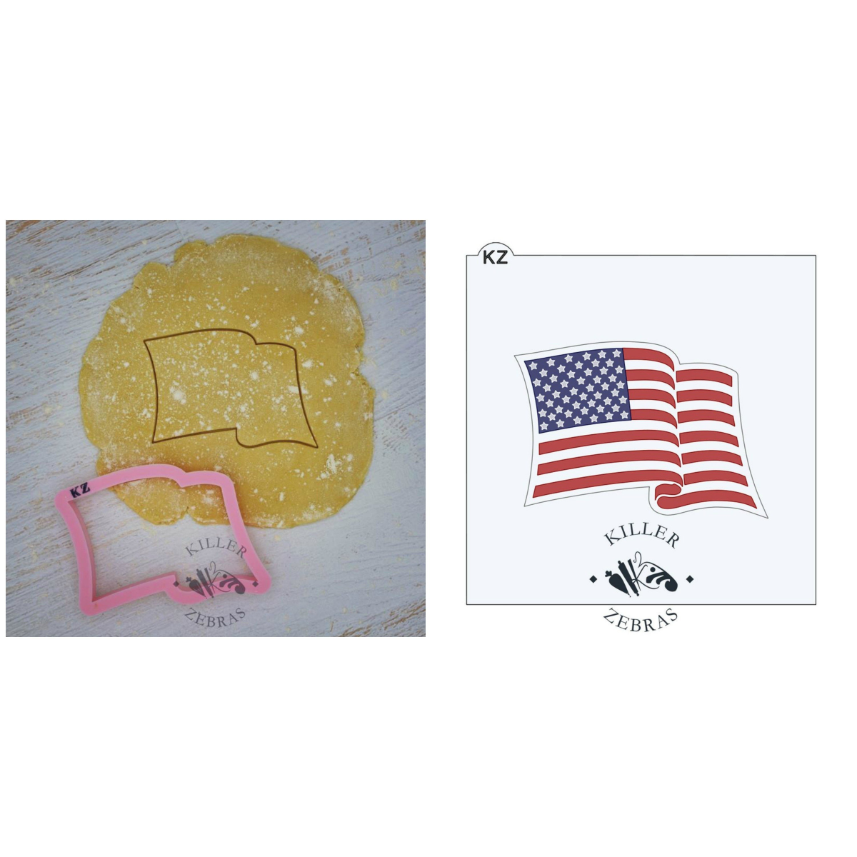 Flag KZ Cookie Cutter and 3 pc Stencil SET