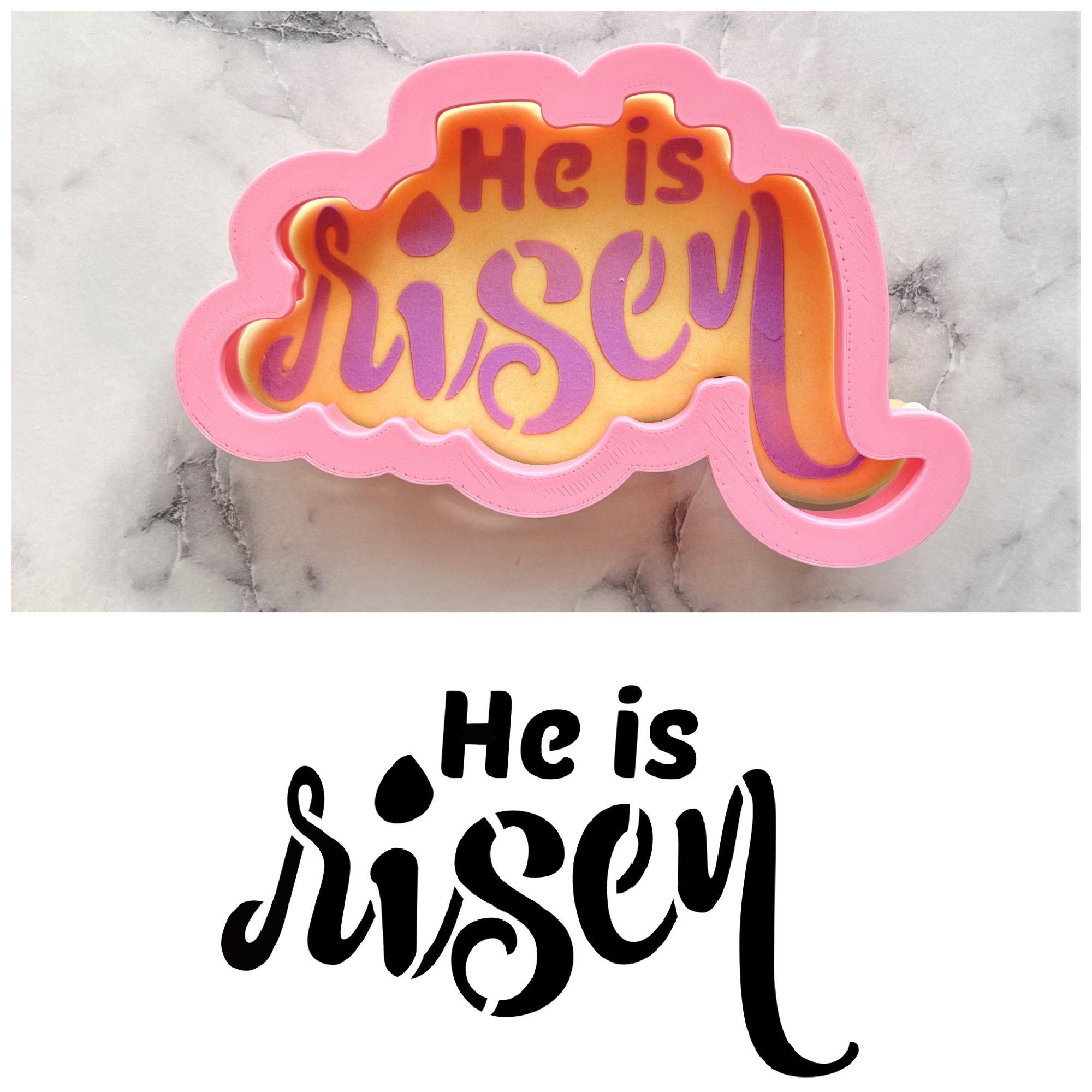 He is Risen Plaque Cookie Cutter with Stencil ONLY