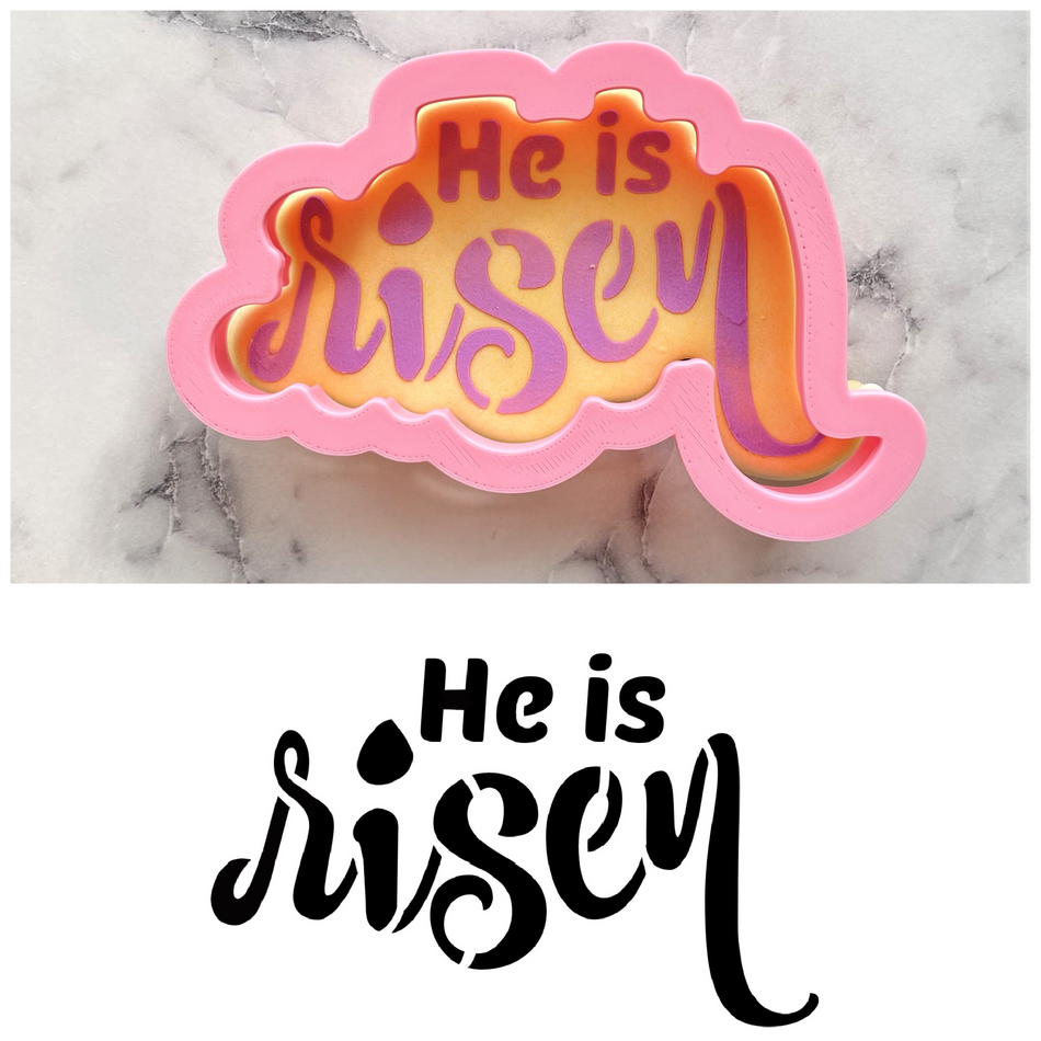 He is Risen Plaque Cookie Cutter with Stencil ONLY