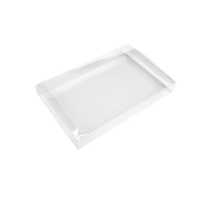 Clear plastic rectangular cookie box with hinged lid 5 5/8 by 1 by 8 5/8 inches pack of 25 boxes