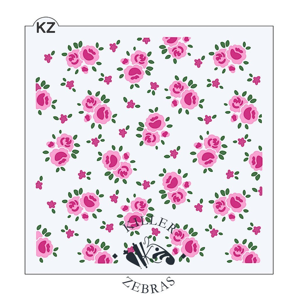 Vintage Roses 3pc KZ Stencil