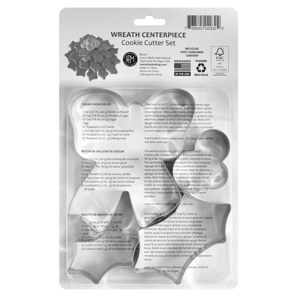 Wreath Centerpiece 4pc Cookie Set