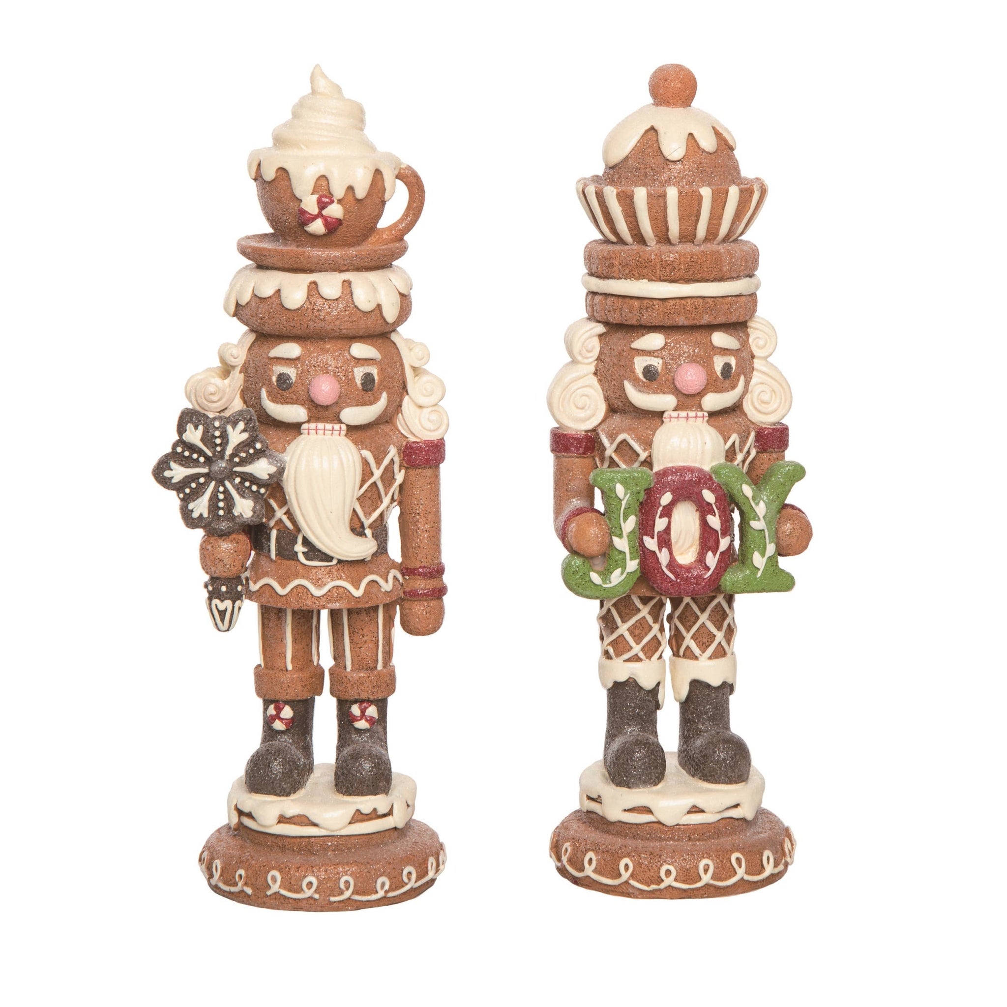 Christmas Resin Gingerbread Nutcracker Decor Set of 2