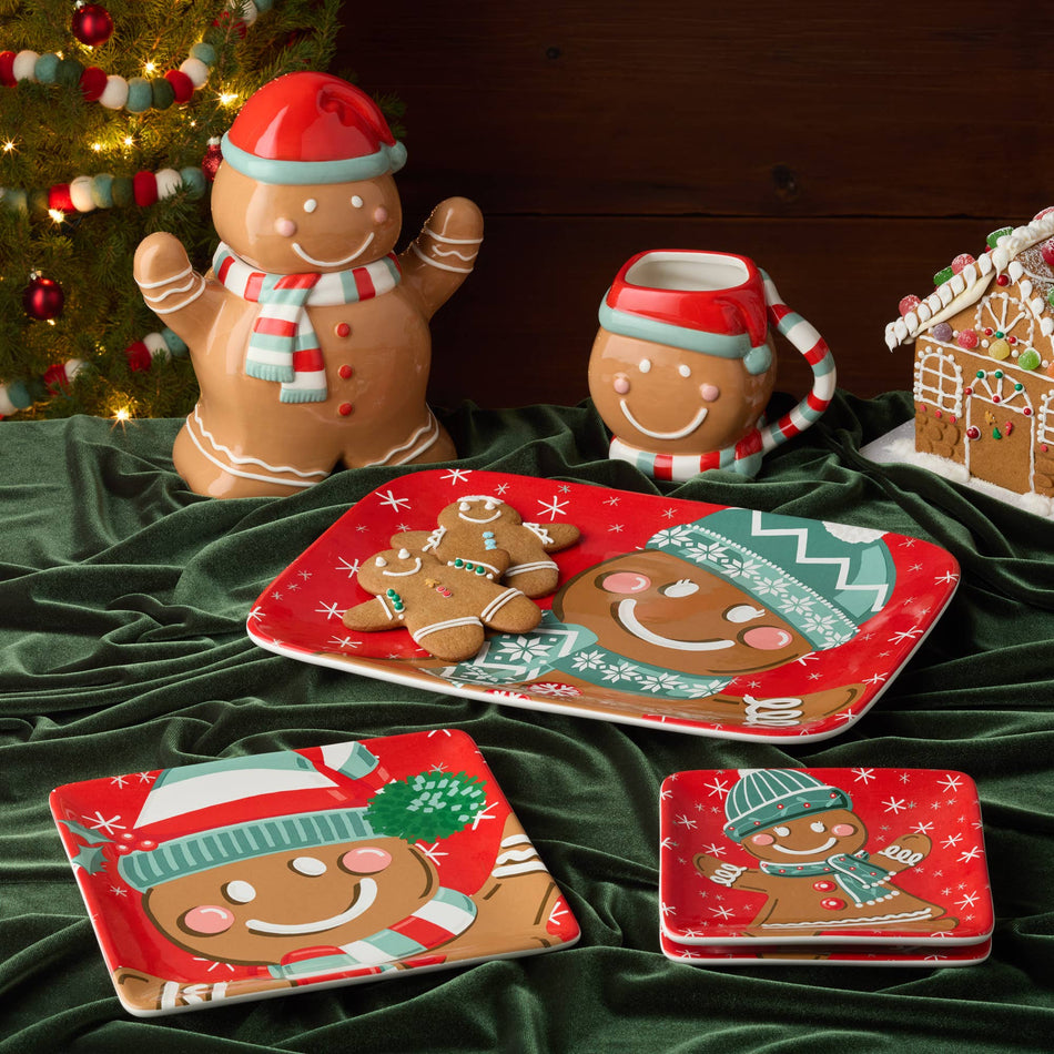 Christmas Whimsy Gingerbread 3-D Cookie Jar 10in