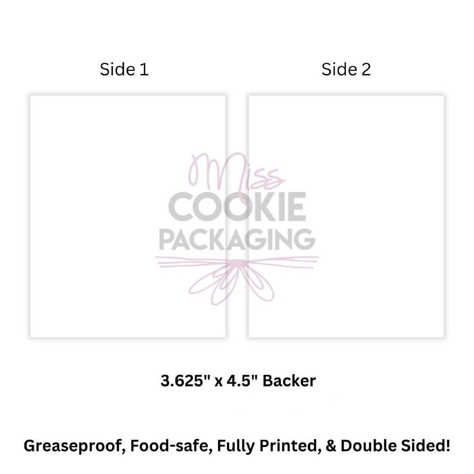 White Cookie BAG Rectangle Backer Card - 3.625″ x 4.5″ - QTY 25