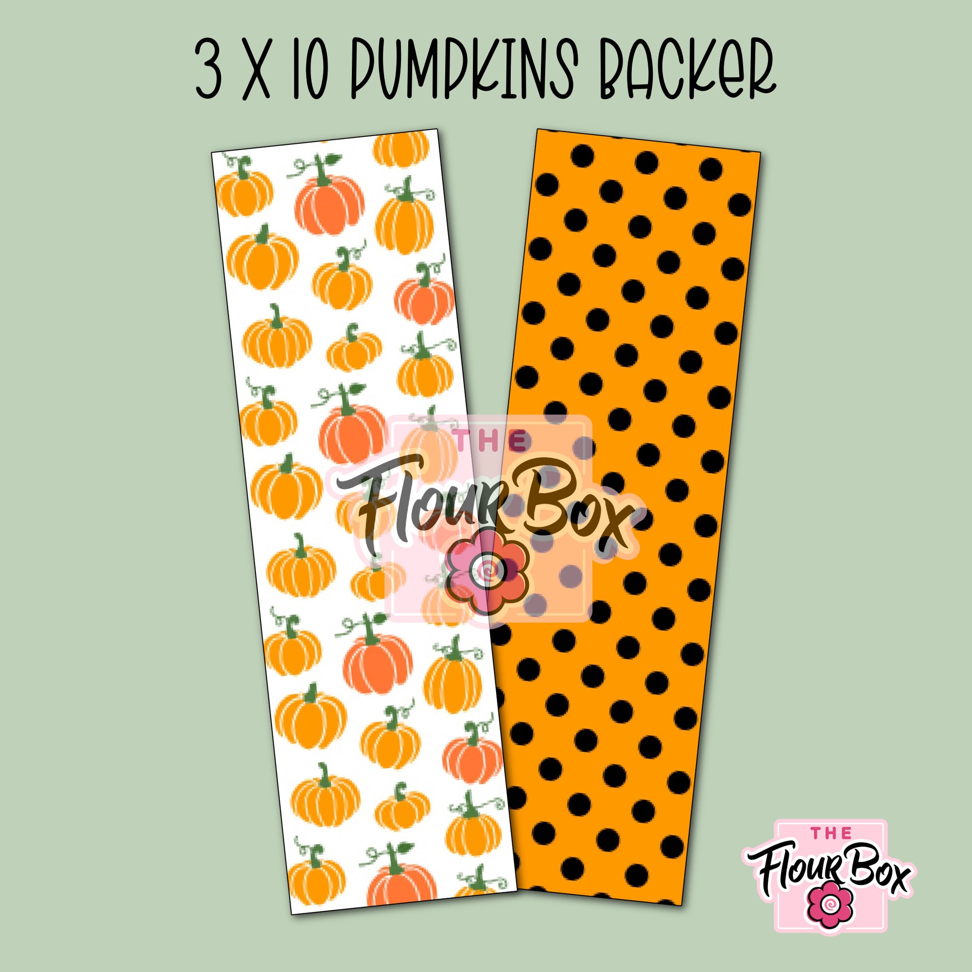 Pumpkins and Orange Dots Cookie BOX Backer - 3" x 10" Long - 25 BACKERS