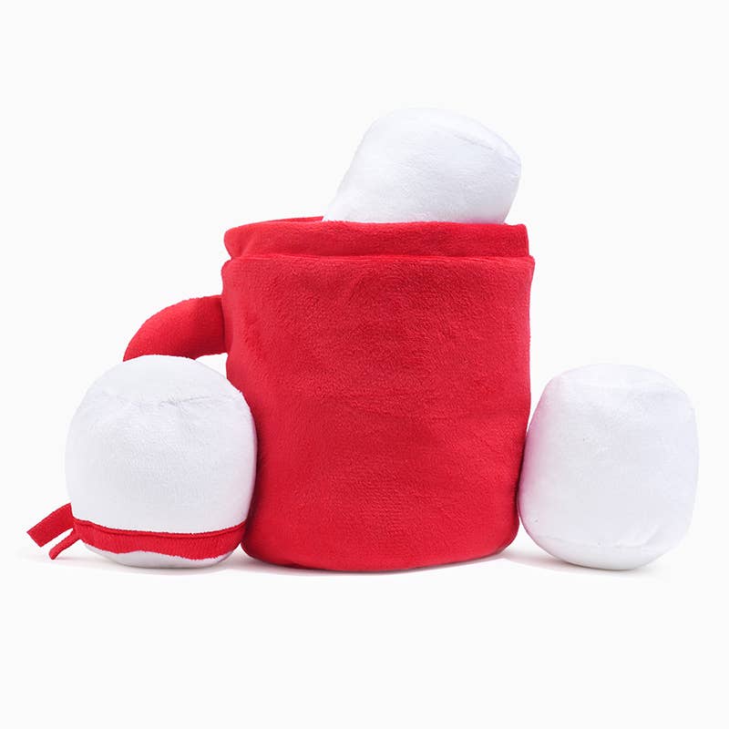 Hot Chocolate Dog Toy with Three Squeaky Marshmallows