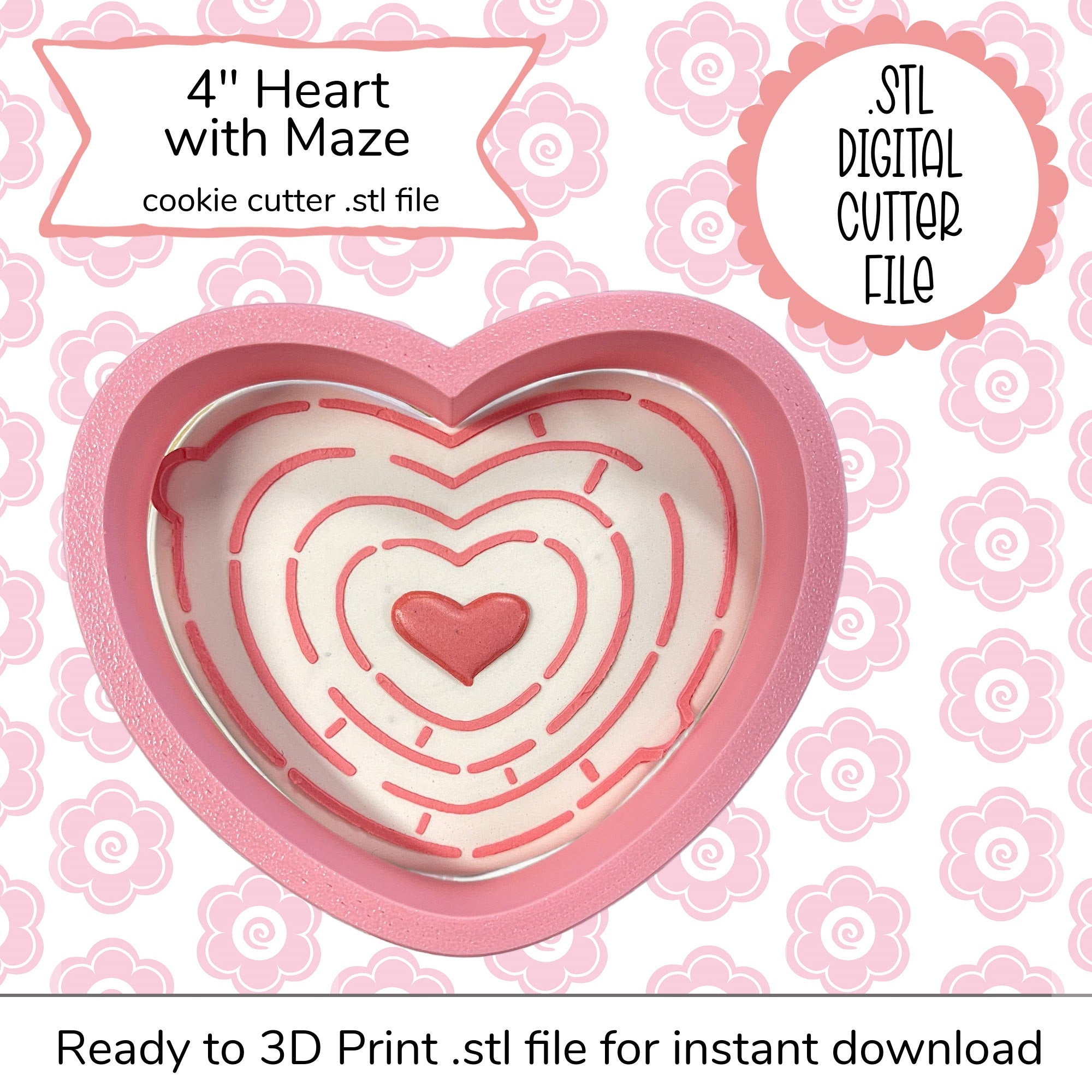 4" Heart Cutter STL File (digital file)