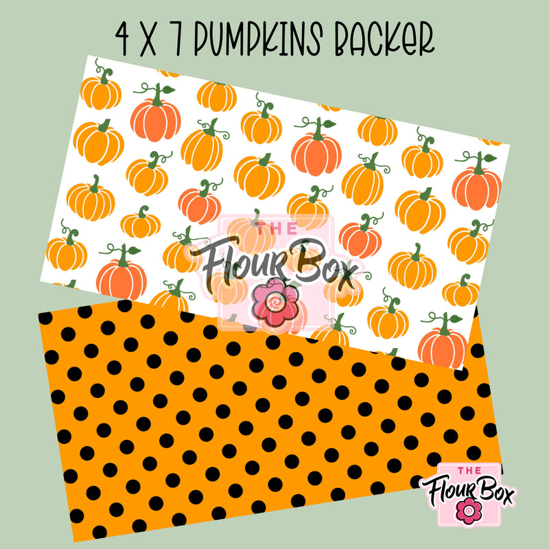 Pumpkins and Orange Dots Cookie BOX Backer - 4" x 7" Rectangle - 25 BACKERS