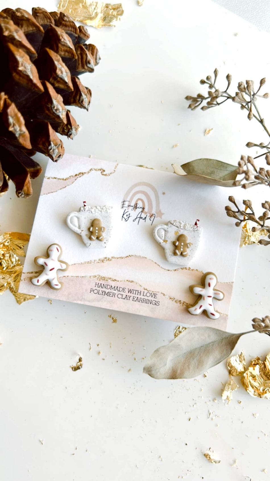 Gingerbread Cookie and Coffee Earring Stud Set