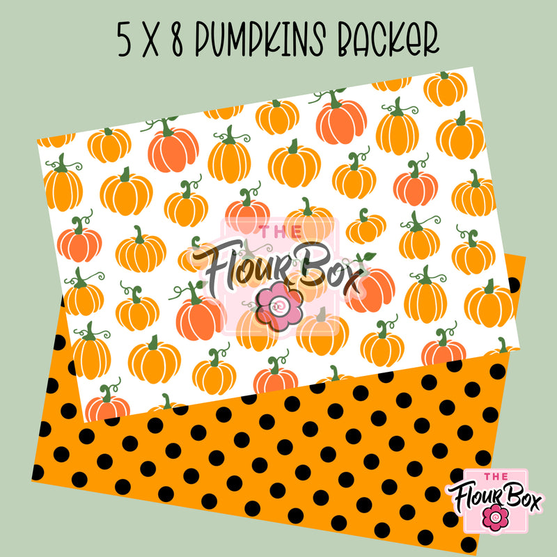 Pumpkins and Orange Dots Cookie BOX Backer - 5" x 8" Rectangle - 25 BACKERS