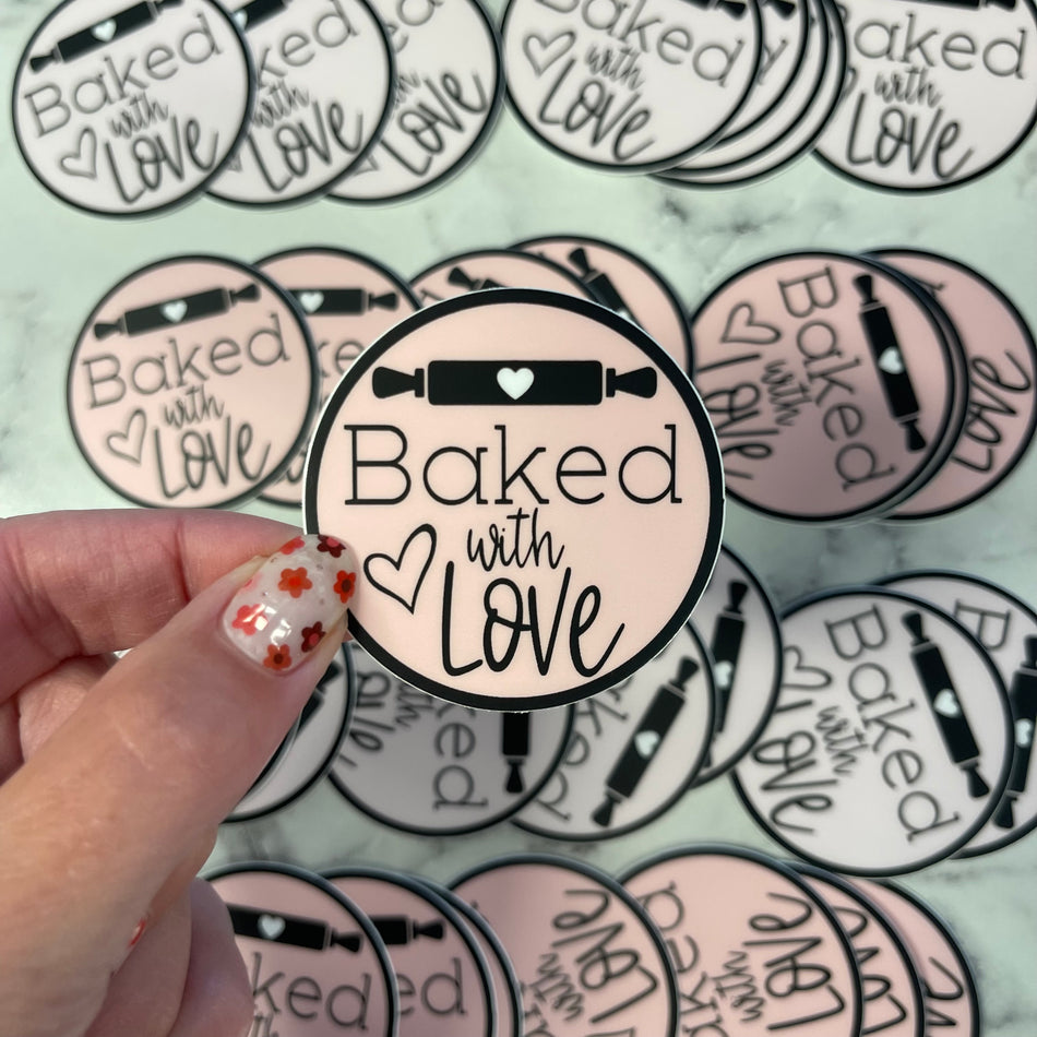 30-Pack 'Baked with Love' Vinyl Sticker