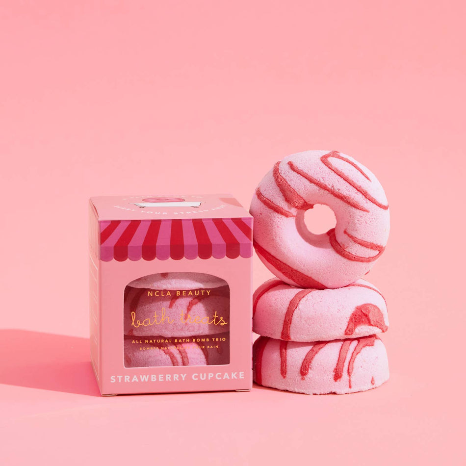 Strawberry Cupcake Bath Treats (3 pc bath bomb set) - Image 1 of 4