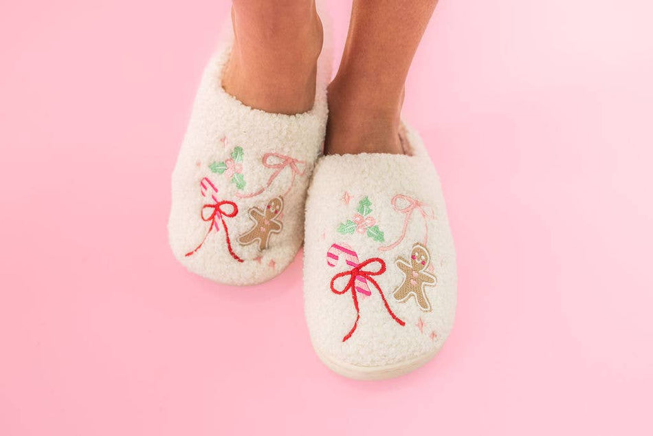 Gingerbread Slippers with Bows & Christmas Sweets - 4 sizes