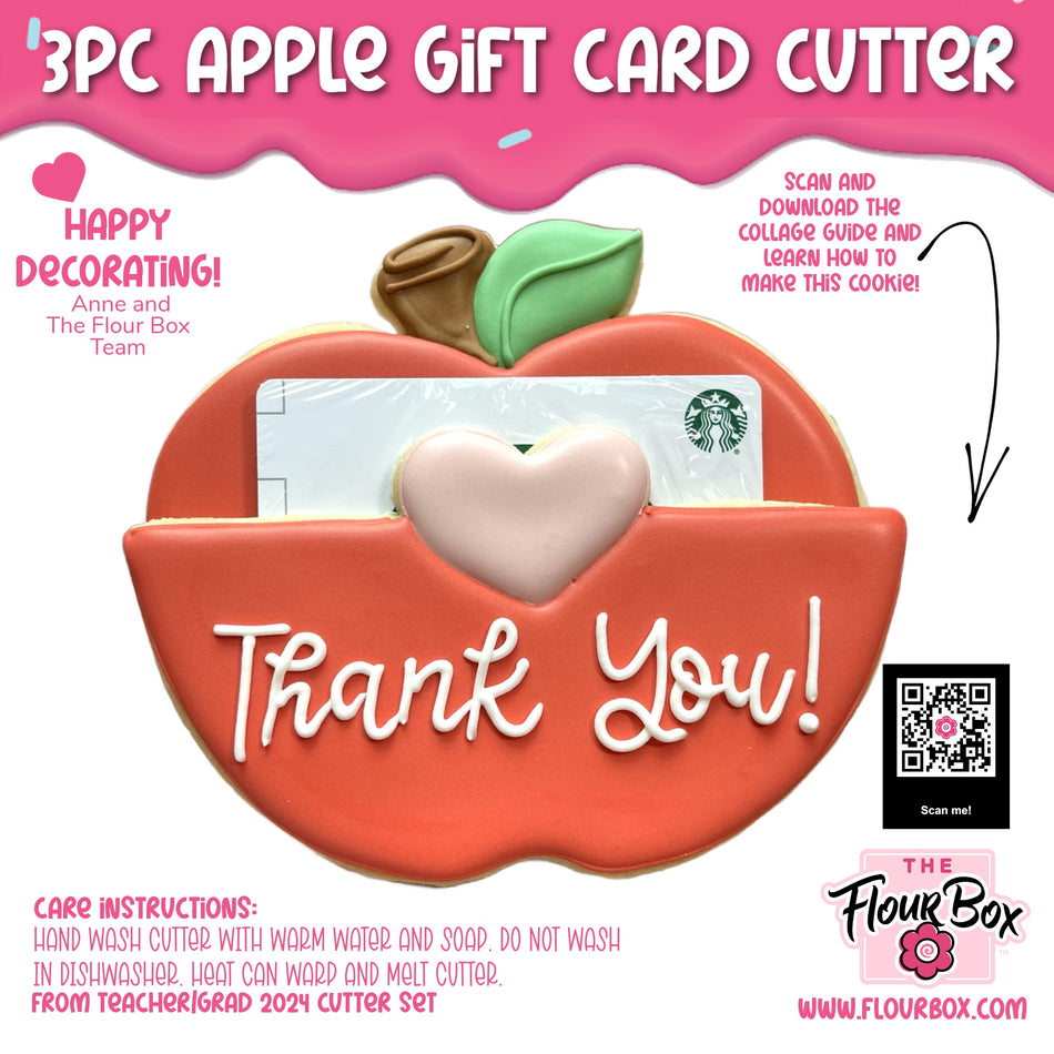 3pc Apple Gift Card Holder Cookie Cutter Set