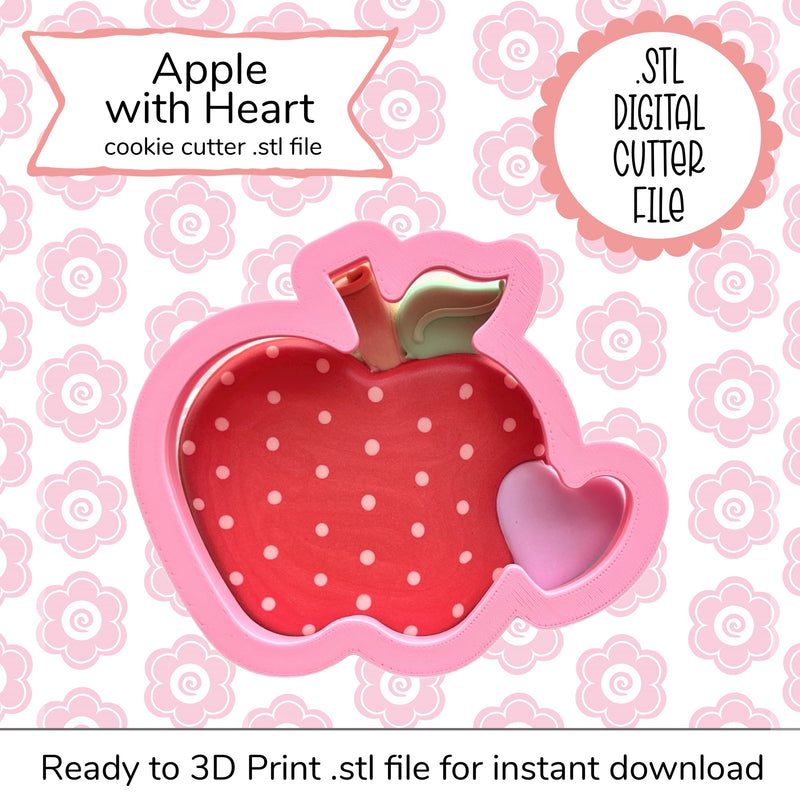 Apple with Heart Cutter STL File (digital file)