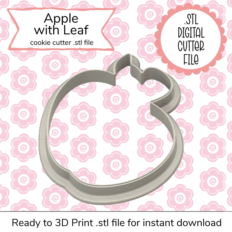 Apple with Leaf STL Cutter File (digital file)