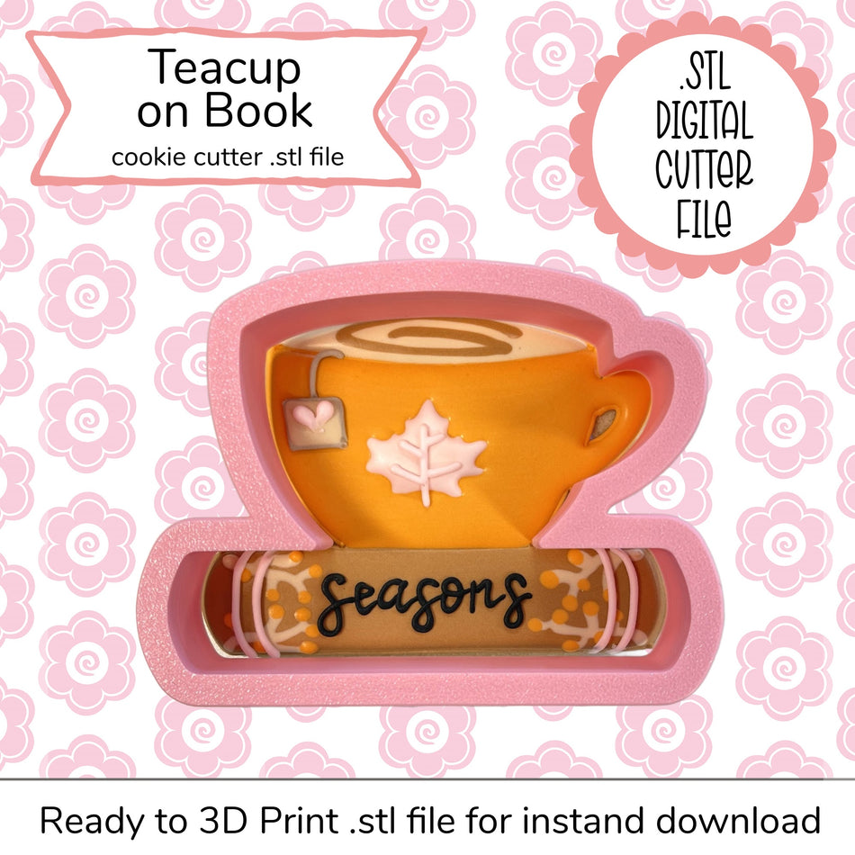Teacup on Book STL Cutter File (digital file)