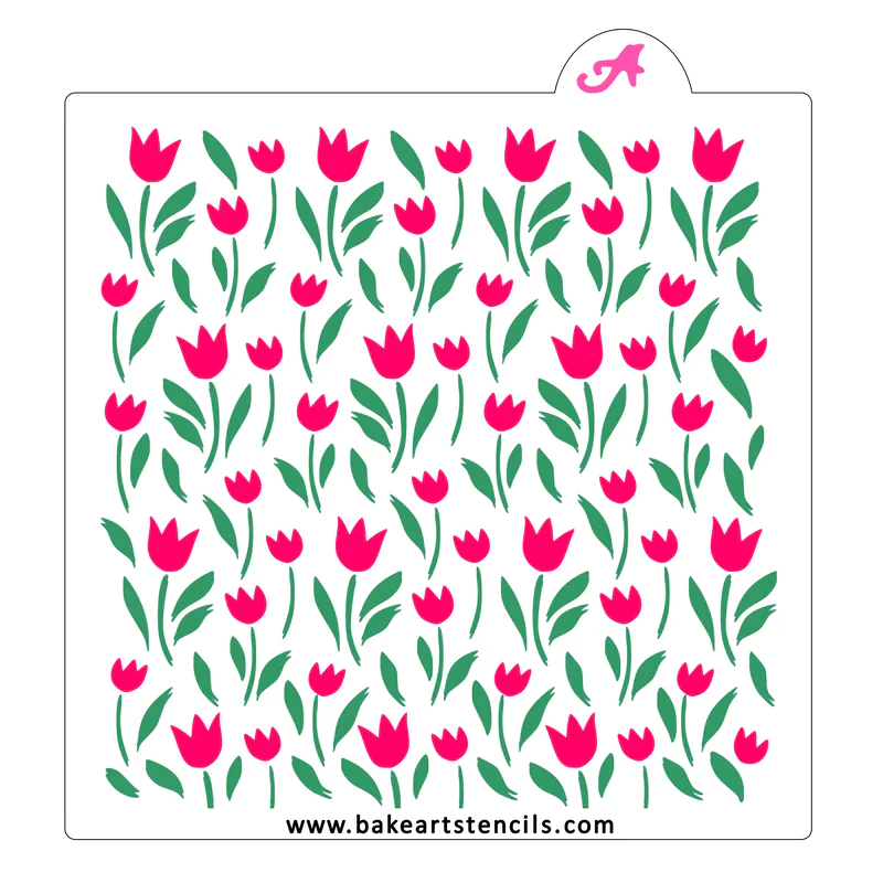 Blooming Tulips 2pc BakeArt Stencil