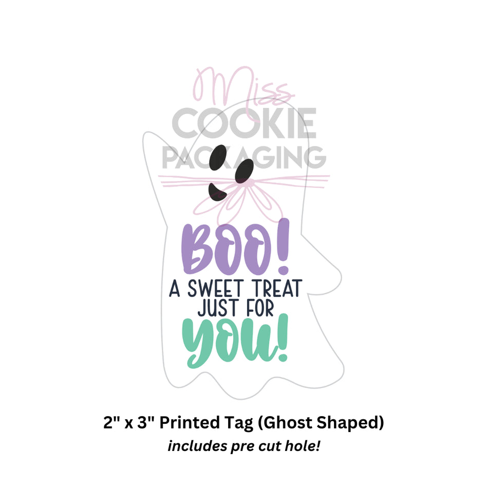 Boo! A Sweet Treat Just for You Ghost Shaped Die Cut Cookie Tag 2