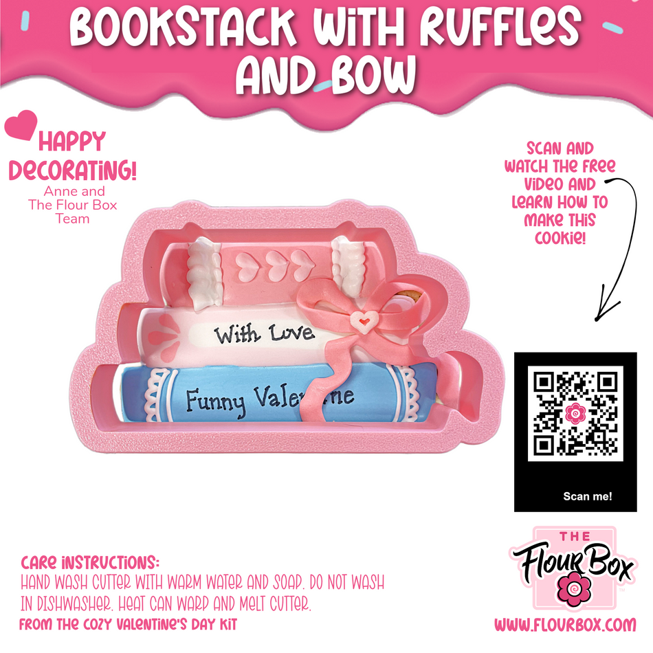Bookstack with Ruffles and Bow Cookie Cutter