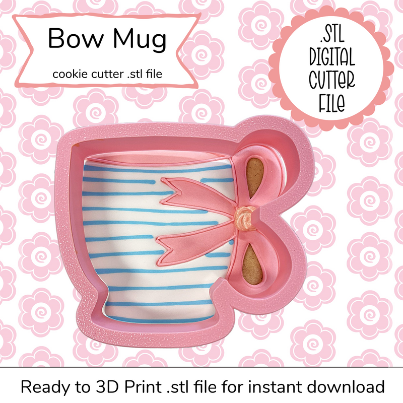 Bow Mug Cookie Cutter STL File (digital file)