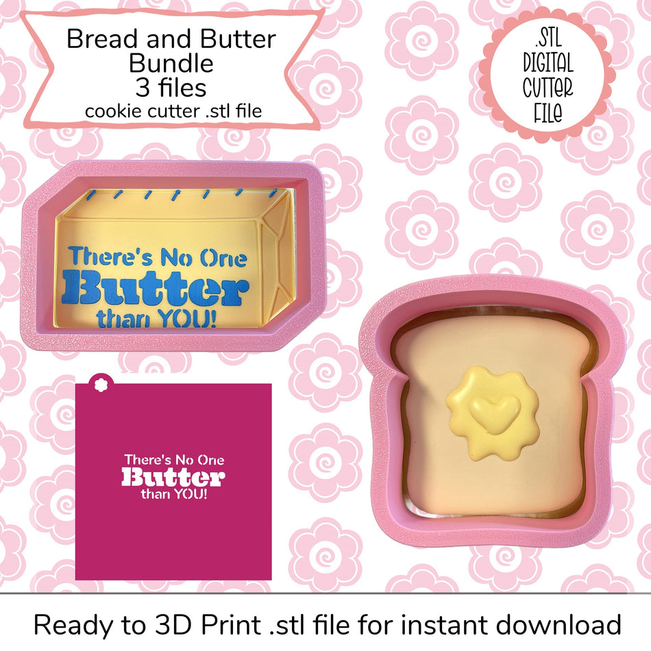 Bread and Butter Cutter Bundle STL Files and SVG Stencil File (digital file)