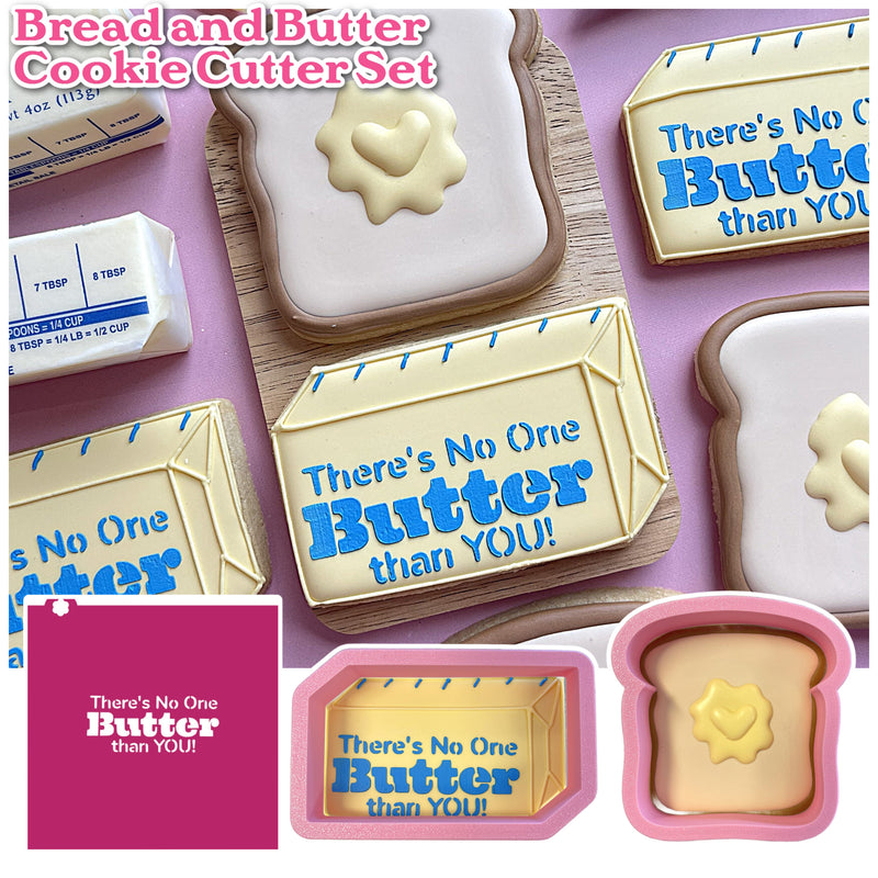 Bread and Butter Cookie Cutter Bundle with Stencil (2 cutters)
