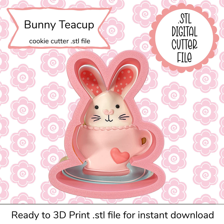 Bunny Teacup Cutter STL File (digital file)