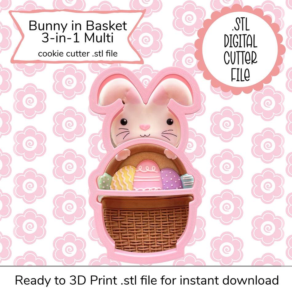Bunny Basket 3-in-1 Multi Cutter STL File (digital file)