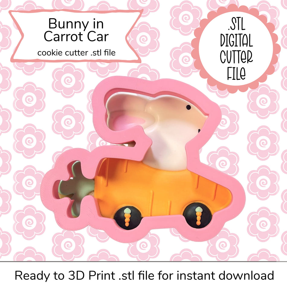 Bunny in Carrot Car Cutter STL File (digital file)