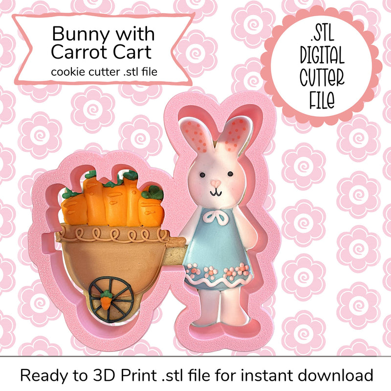 Bunny with Carrot Cart Cutter STL File (digital file)