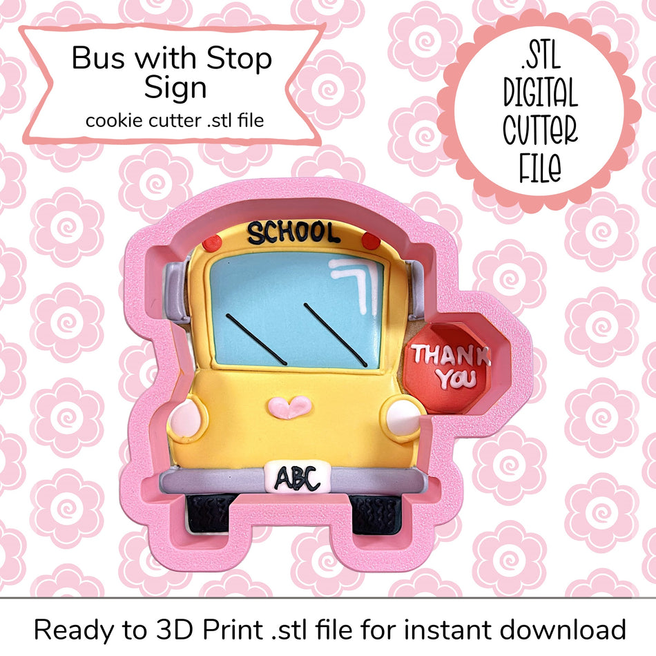 Bus with Stop Sign Cutter STL File (digital file)