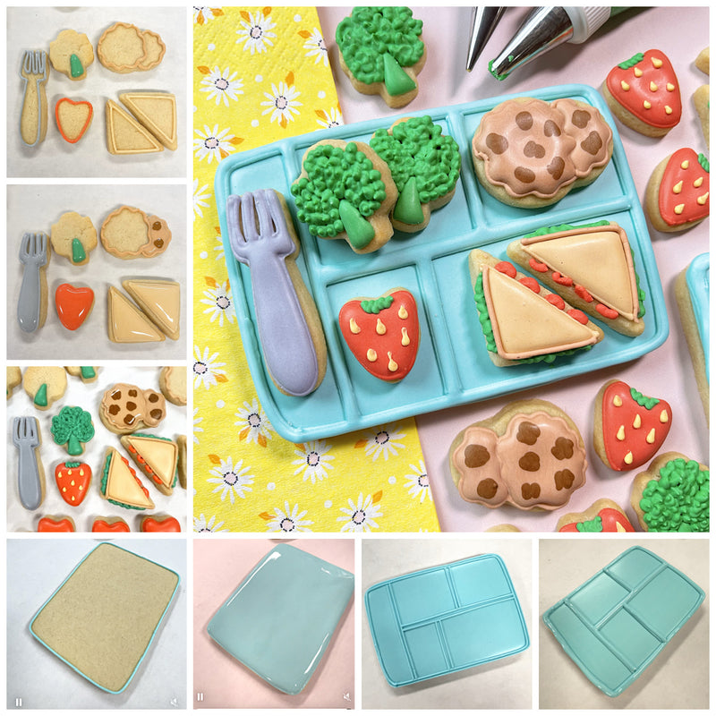Lunch Tray with 5 Tiny Food Cookie Cutter Bundle